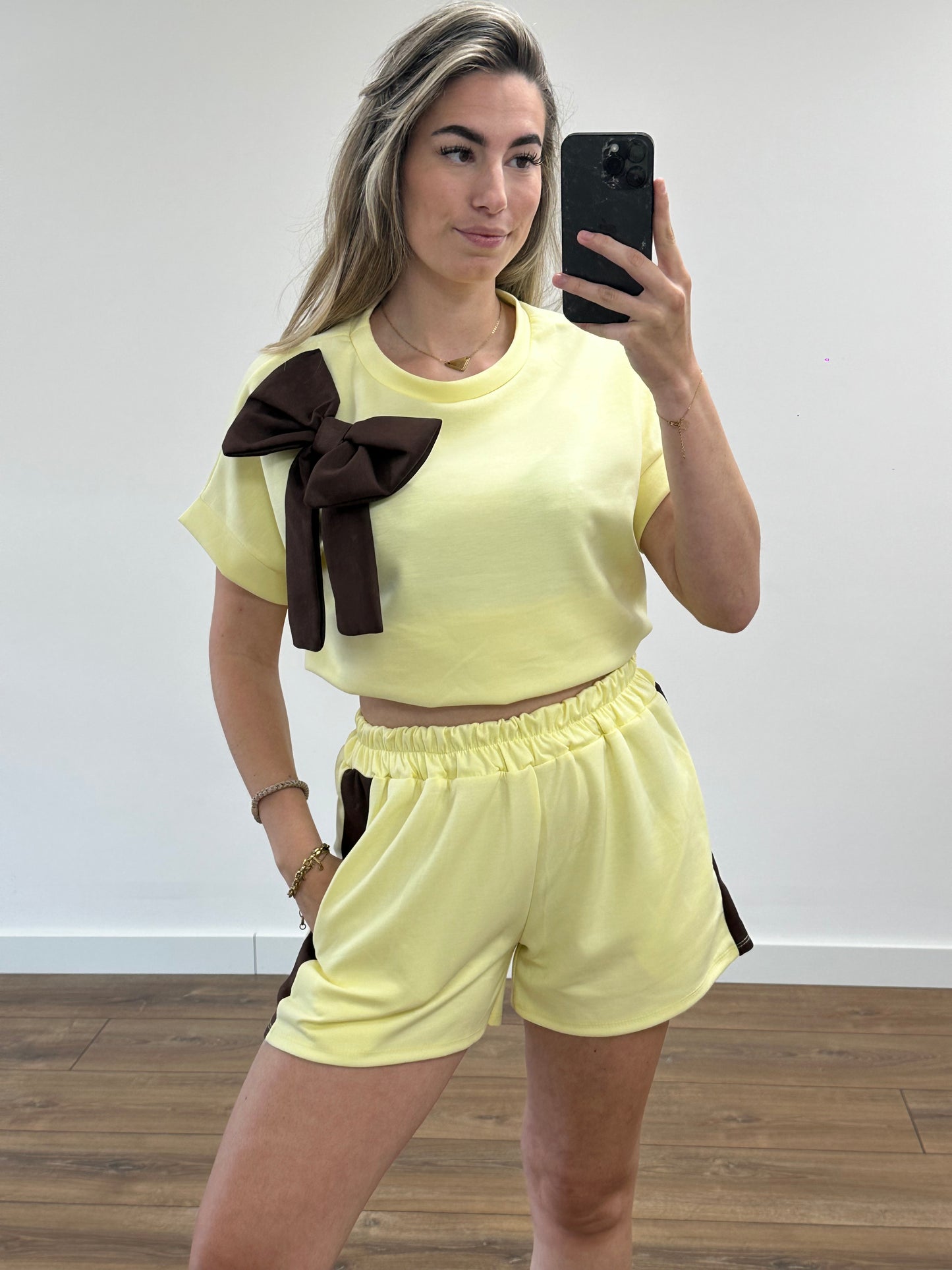 Shirley Bow Set - Yellow/Brown