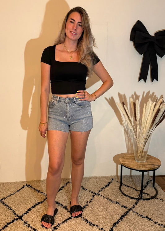 Sparkle denim short