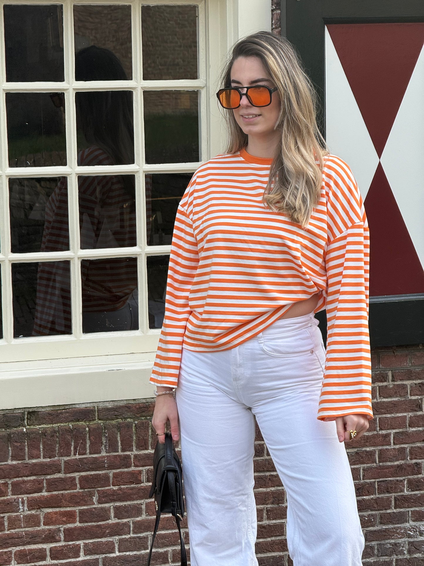 Striped Longsleeve - Orange/White